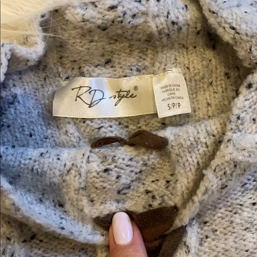 Gray sweater with tie detail